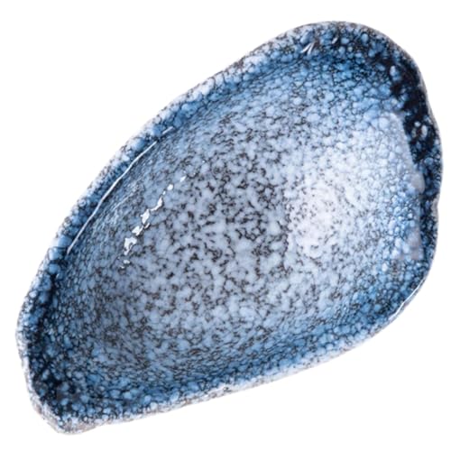 VERDANVERSE Plato de Condimentos Antideslizante de Cerámica Azul Diseño en Forma de Concha y Fácil de Limpiar, Adecuado para Uso en Cocina Creativa