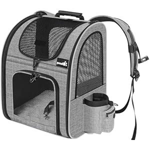 Pecute Transportin Mochila para Mascotas con Ventana de Malla, Bolsa portátil y Plegable para Gatos, Bolsa Transpirable y Ligera para Perros, Tela Oxford Impermeable con Gran Espacio Antideslizante