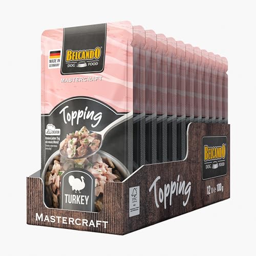 BELCANDO Mastercraft Topping Truthahn, 12x 100g Beutel, Nassfutter für Hunde, getreidefrei, sortenfrei, Ergänzungsfutter, Made in Germany