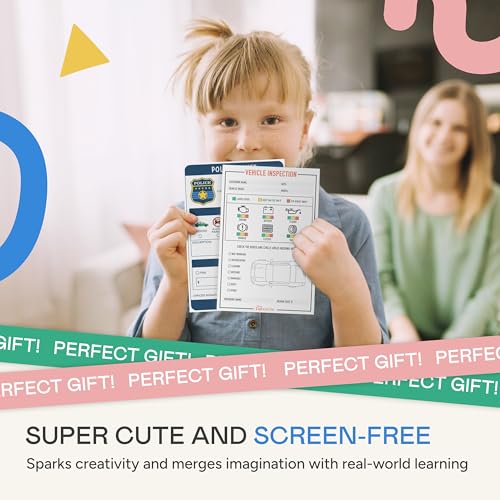 Image of Tiny Expressions Pretend Play Notepads - 2-Pack Kids - 40 Pages Police Ticket & 40 Pages Vehicle Inspection Pads - Police Officer & Mechanic Imaginative Role Play