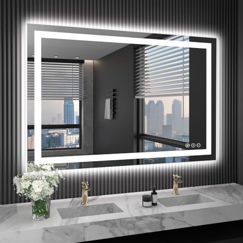IP54 Waterproof Anti-Fog Bathroom Mirror,LED Vanity Mirror with Touch Control,Adjustable 3000K/4500K/6000K Color Temp&Infinite Dimming,High Lumen CRI95 Backlit Mirror (48x36 in.)