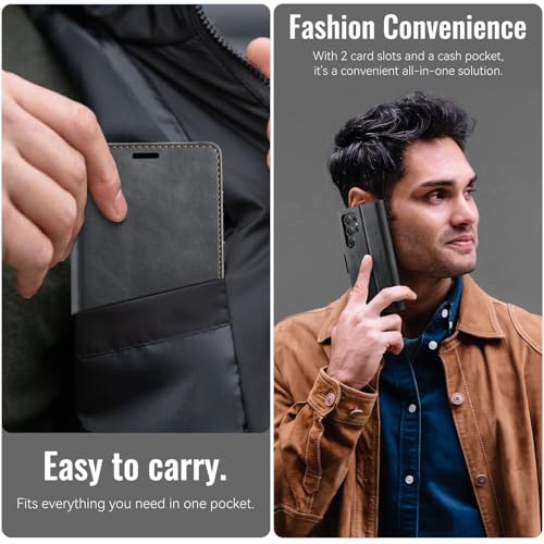 Housse Samsung S25 Ultra portefeuille noir en cuir PU de qualité supérieure