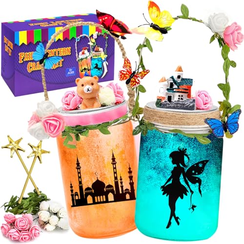 VIPNAJI Kit de Manualidades de Linterna de Hadas,Luz Nocturna de Tarro de Albañil con Control Remoto, Juguetes Regalos...