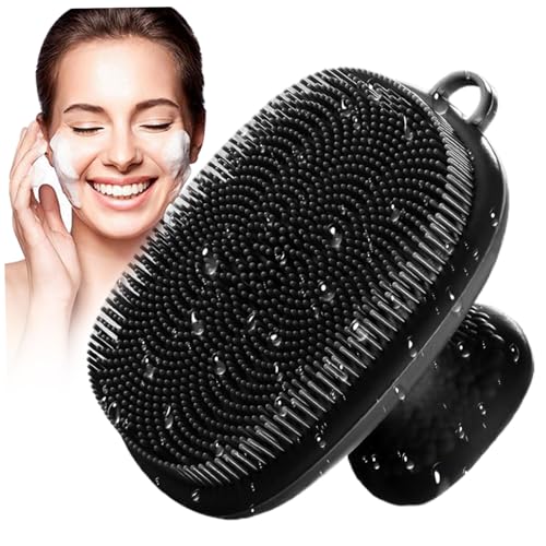 Soft Silicone Face Scrubber, 2.6x2.6 Manual Face Scrubber Exfoliator, Waterproof Facial Cleansing Brush, Non Slip Brush with HandleScrubber