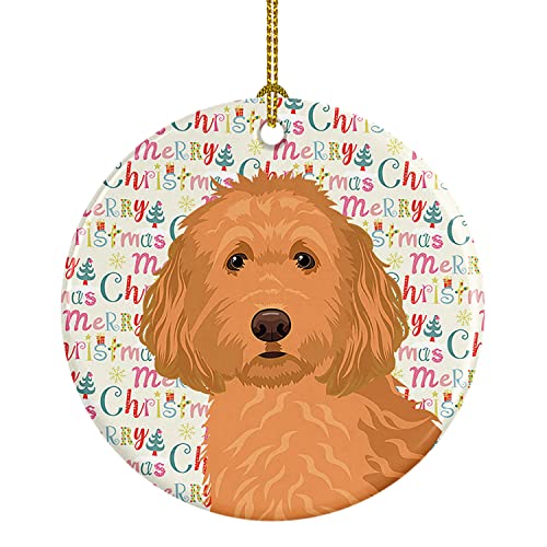 Caroline's Treasures Doodle Red #1 Christmas Ceramic Ornament Christmas Tree Hanging Decorations for Home Christmas Holiday, Party, Gift, 3 in, Multicolor