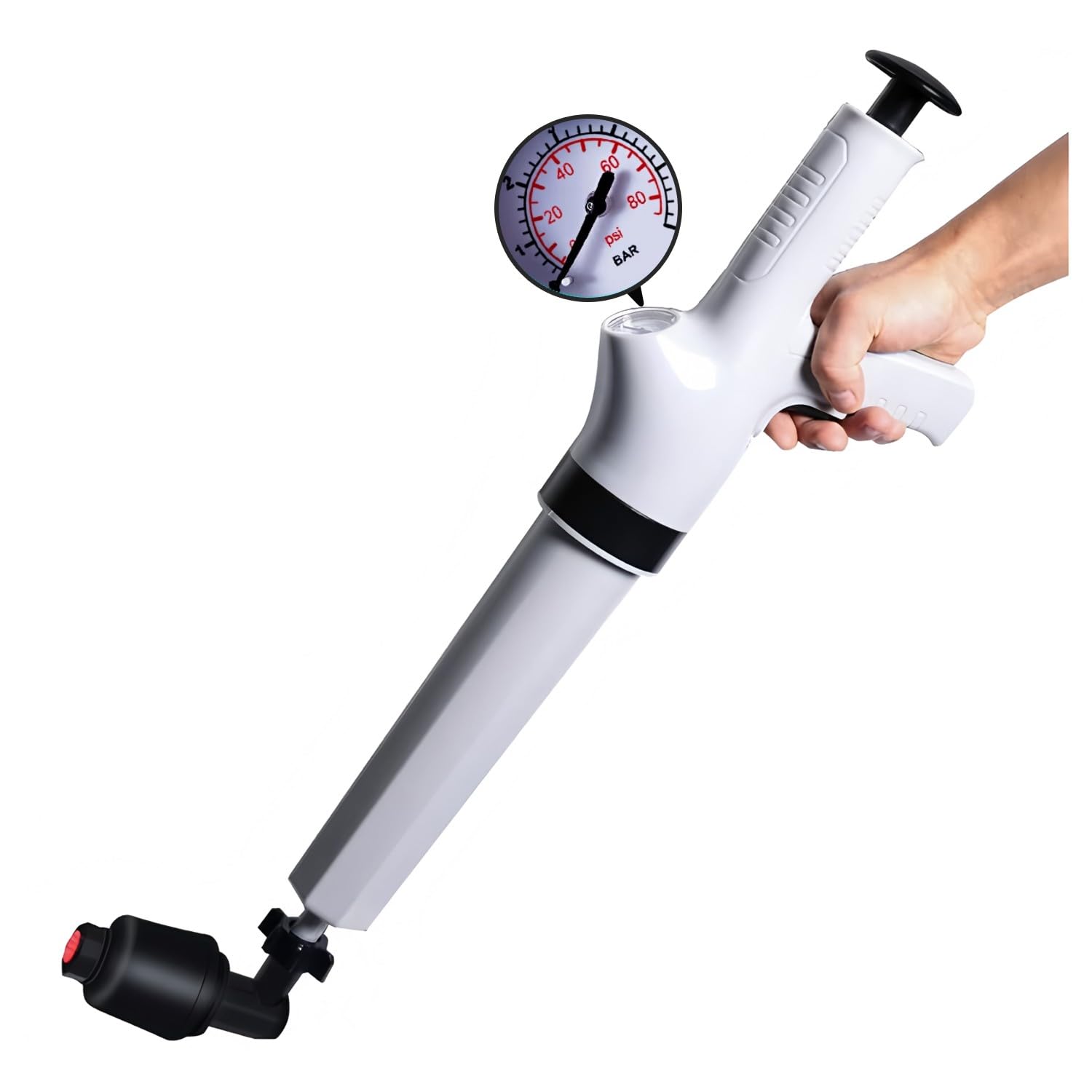 Desatascador Tuberias Profesional con 4 Teste di Pistone, Bbomba de AIRE para Desatascos con Barometro, Desatascador AIRE Comprimido, per Disintasare Lavello, Vasca, Doccia
