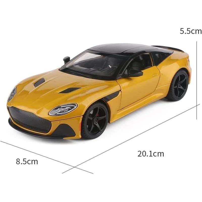 Image of Kids Model 1:24 Astorn Martin Die Cast Metal Car Pull Back Action Opening Doors with Realistic Engine Sound Lights Toy Car Gift for Boys - Yellow