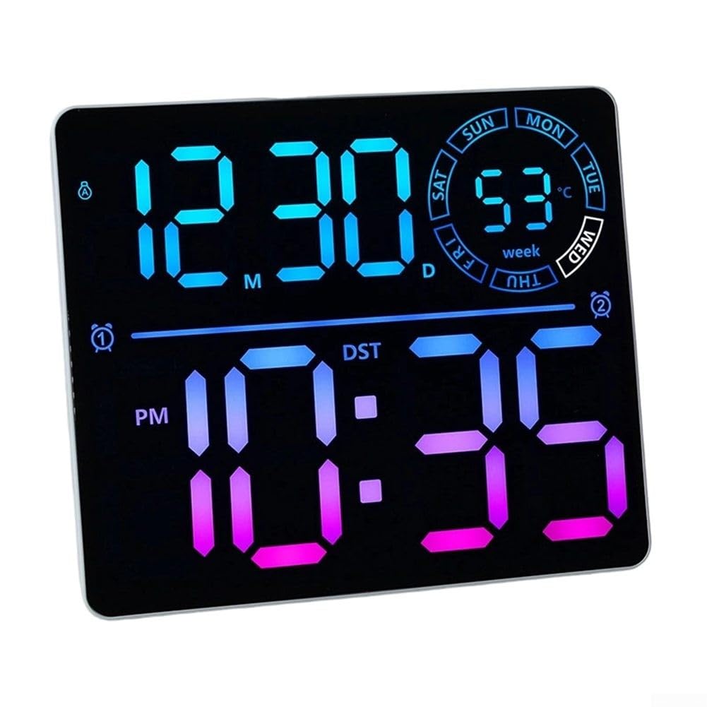 Horloge murale numérique LED RVB grand écran blanc avec compte à rebours