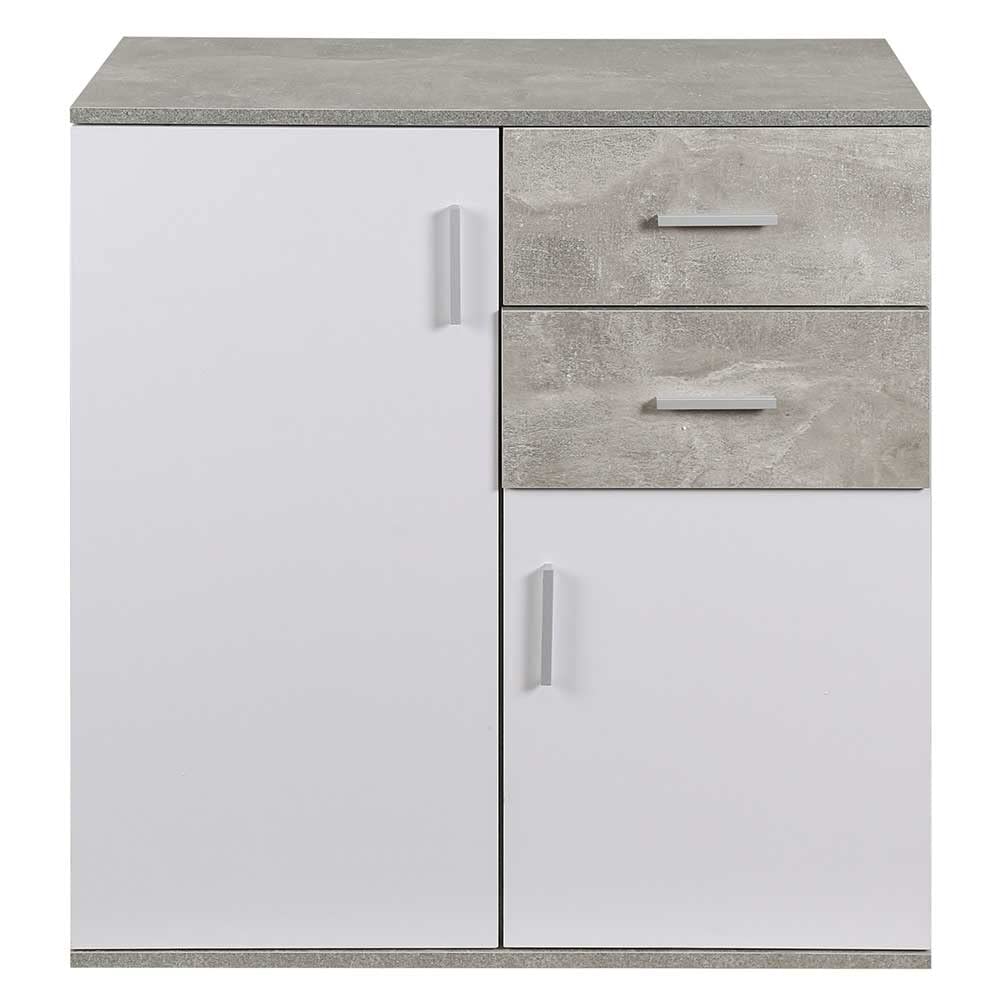 BAKAJI Mueble aparador con cajones y Puertas de 2 estantes Armario de Cocina Moderno baño Madera de ingeniería, Blanco, 82 x 35 x 80 cm