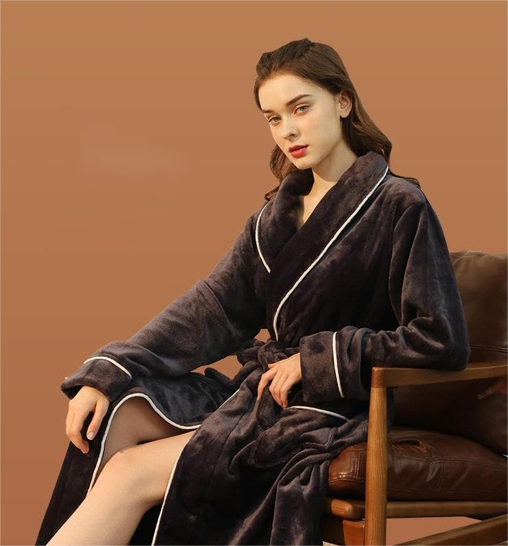 Image of Mettclasi Womens Soft Fleece Robe - Unisex Warm Thick Plush Long Bathrobe House Coat Spa Robe for Winter