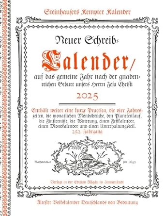 Steinhausers Kempter Kalender 2025: Neuer Schreibkalender auf das