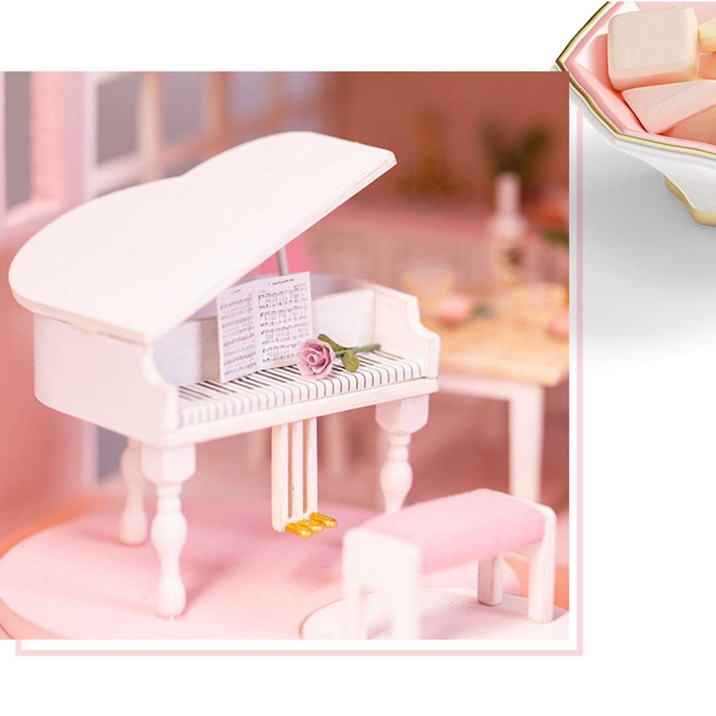 Milageto Casa delle Bambole in Legno + con Mobili per La Stanza, Luci a Altri Accessori, Stile 1