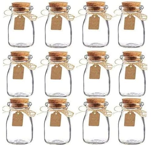 Amajoy 15 pièces Pot de faveur en Verre Vintage avec couvercles en liège, Bouteilles en Verre de...