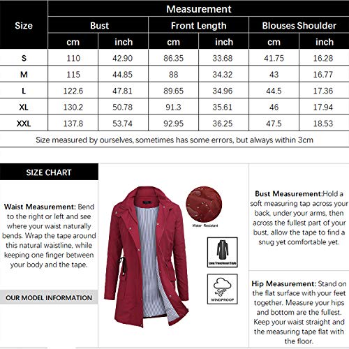 FISOUL Windbreaker Raincoats Waterproof Lightweight Rain Jacket Outdoor Hooded Women's Trench Coats S-XXL