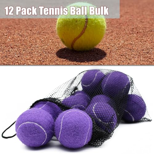 Image of Tennis Balls, Magicorange 12 Pack Advanced Training Tennis Balls Practice Balls, Pet Dog Playing Balls, Come with Mesh Bag for Easy Transport, Good for Beginner Training Ball (Purple)