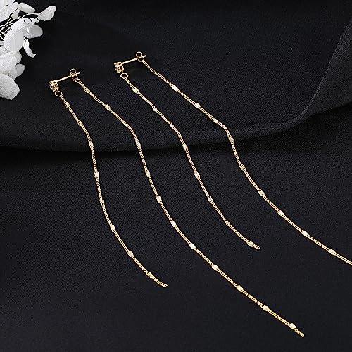 SLUYNZ Solid 925 Sterling Silver 6.3inch Long Chain Earrings Dangle for Women Teens Wedding Dangle Earrings Chain Backs4