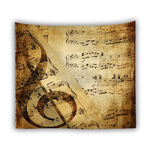 Arazzo Da Parete,Spartiti Musicali D'Epoca In Stile Indiano Gotico Tessuto Stampato Arazzo, Psichedelico Bohemien Mandala Arazzo Di Grandi Dimensioni Picnic Beach Foglio Per Soggiorno Decorazione