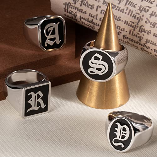 Custom Old English Gothic Initial Rings For Men 925 Sterling Silver Personalized Letter Signet Band Rings Father Day Jewelry Birhday Gifts For friends Dad Women2
