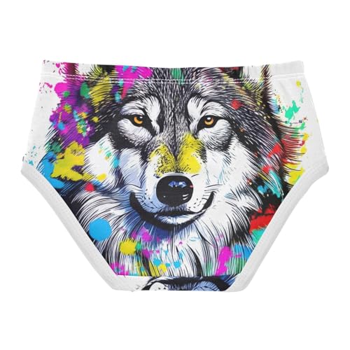 Cotton Toddler Underwear Custom Cool Wolf Colorful Tie Dye Panties for Girl Durable Underpants Briefs 2t2