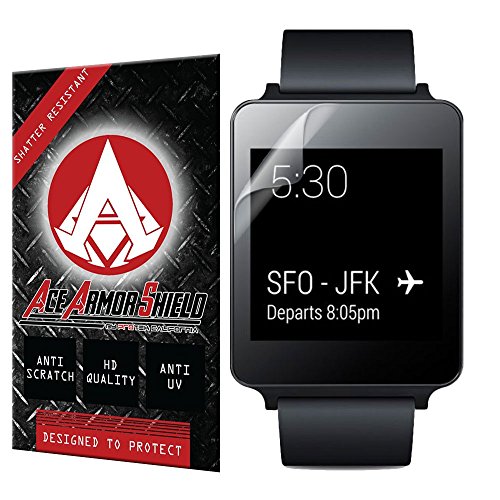 Ace Armor Shield Shatter Resistant Screen Protector for the LG G-Watch G Watch / Military Grade / High Definition / Maximum Screen Coverage / Supreme Touch Sensitivity /Dry or Wet Easy Installation with free lifetime replacement warranty
