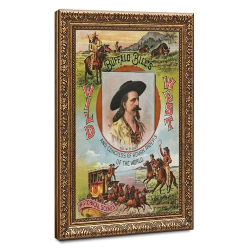 Affiche sur toile Buffalo Bill Cody finition premium avec cadre en bois suspendu