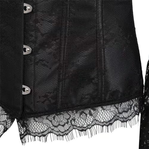 Image of Women's Lace up Gothic Jacquard Shoulder Straps Tank Overbust Shaper Corset Bustiers Top