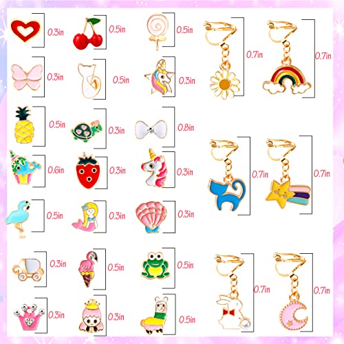 Image of Kids Clip On Earrings for Girls 20 /30 /40 Pairs Hypoallergenic Clip on Earrings for Kids Cute Animal Earrings for Little Girls Jewelry Set Party Favor Gift