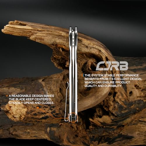 Image of CJRB Frack Pocket Knife, 3.9 inch AR-RPM9 Steel Blade PVD Coating Frag Pattern Steel Handle EDC Knife, Button Lock Knife for Outdoor Camping Gift, Stonewash (J1931)