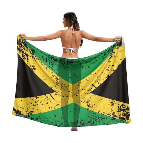 Women's Sarongs Cover Ups for Swimwear Beach Bikini Wraps Jamaica Flag Scarf