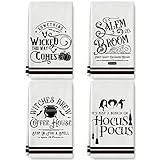 AnyDesign Halloween Kitchen Dish Towel 18 x 28 Inch Vintage Witches Dishcloth Ultra Absorbent Drying Cloth Tea Towel Hocus Pocus Hand Towel for Holiday Cooking Baking, 4 Packs