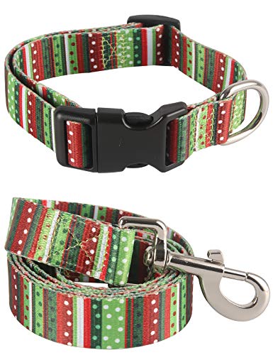 Impoosy 2PCS Dog Christmas Collar with Pet Polka Dots Leash Set Cat Adjustable Dog Cute Collars for Small Medium Large Pets Dogs Cats (Small)