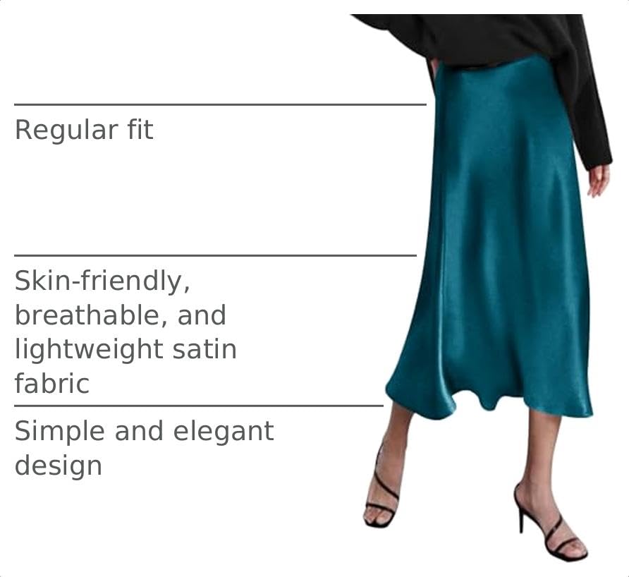Image of Zeagoo Skirts for Women High Waist Skirt Elegant Midi Skirt Satin