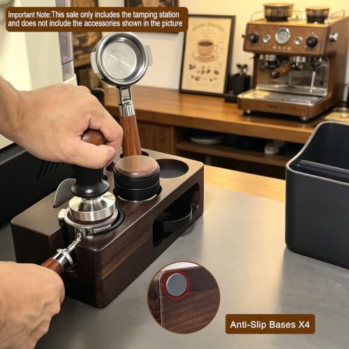 Upgraded Espresso Tamping Station,Espresso Accessories Organizer,Multi-Functional Coffee Accessories Tamper Station,Tamping Station Fit For Standard Portafilter (Brown, 51-54mm) by NMW earthmone - Used condition - Image 8