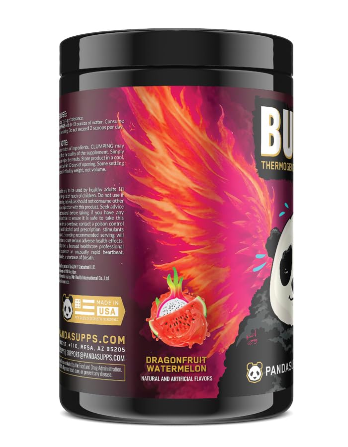 Image of Underground Bio Labs: Panda Burn MAX Enhance Your Strength, Energy, Focus with Dual Source Caffeine (350mg), Alpha GPC, and MitoBurn(Dragonfruit Watermelon)(25 Servings)