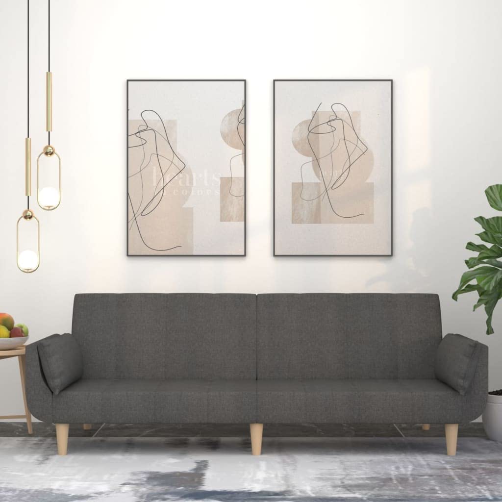 Hothingwell Sofa 2-osobowa ciemnoszara z 2 poduszkami