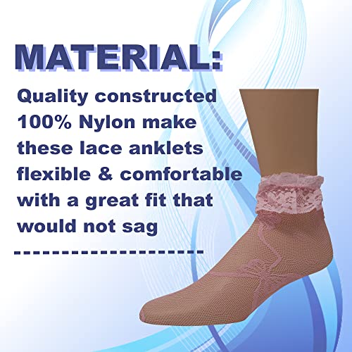 Image of EMEM Apparel Women's Lace Anklet Socks with Ruffle