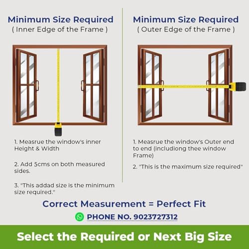 Image of Classic Mosquito Net for Windows Standard Size |Pre-Stitched (Size: 50X50cm / Color: Grey |Premium 120GSM Fiberglass Mesh with Self-Adhesive Hook Tape, Quick, Long-Lasting Window net for Home