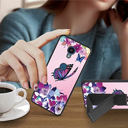 Ryuithdjp For Sharp Rouvo V Phone Case With Butterfly Women Design + Universal Finger Strap Stand, For Sharp Rouvo V Case, Soft Tpu Cover With Phone Finger Kickstand #TOP1