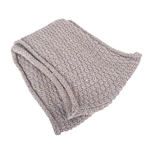 Knitted Solid Color Thick Winter Infinity Loop Scarf with Sequins2