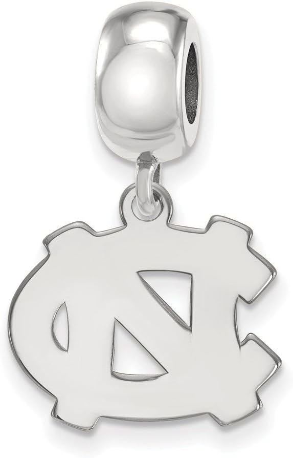 North Carolina Bead Charm Small (1/2 Inch) Dangle (Sterling Silver)