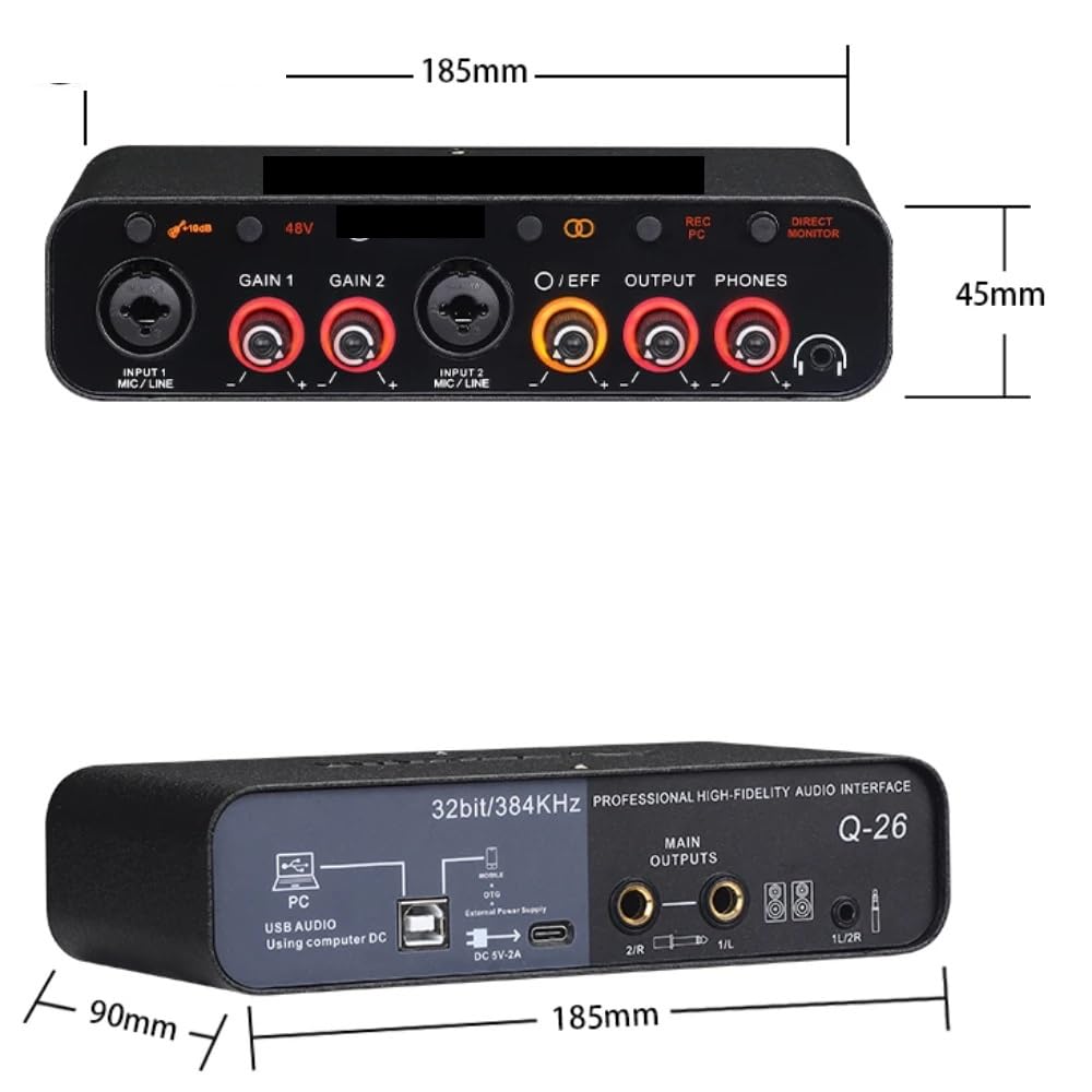 Controller DJ, Q26 Mini MIXER USB for console scheda audio professionale a 2 canali con interfaccia portatile