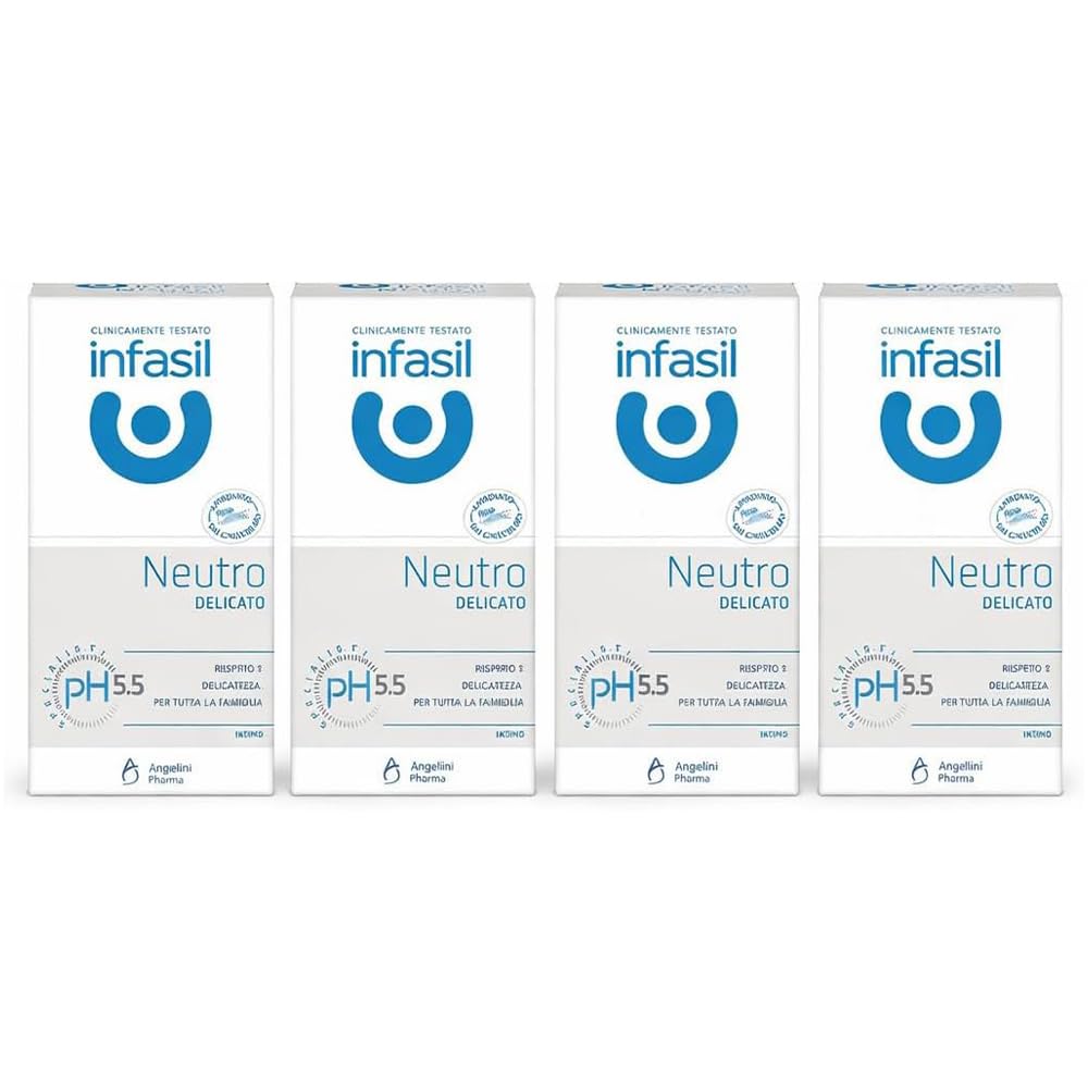 4 Detergente Intimo Neutro Delicato pH 5.5 – Confezione da 4 Unità da 200ml – Delicato e Clinicamente