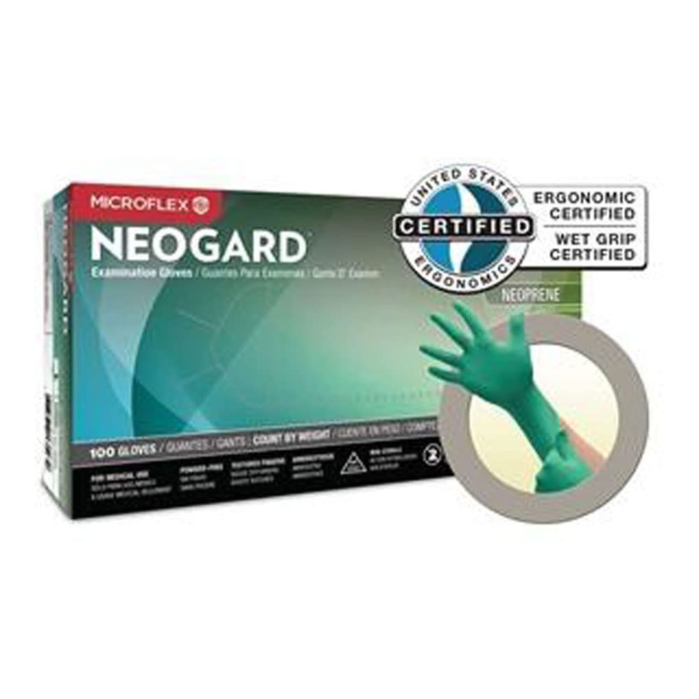 Microflex C521 Neogard Chloroprene Glove, Small, Pack of 100