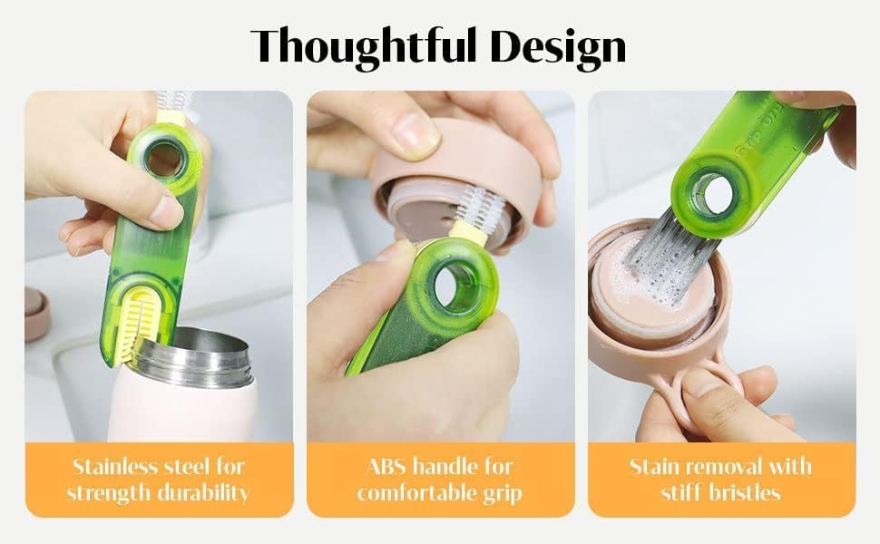 Image of 3 in 1 Cup Lid Gap Cleaning Brush, Bottle lid Cleaning Brush, Tiny Bottle Cup Lid Straw Cleaner Tools,Crevice Cleaning Brush, Bottle Gap Cleaner Brush (1Pcs Only, Multi Color)