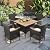 RoyalCraft 5 Piece Patio Wicker Dining Sets for 4, Water-Resistant Rattan Outdoor Dining Table and 4 Chairs with Wood Table Top, Conversation Set Removable Cushions for Deck, Garden, Backyard, Gray