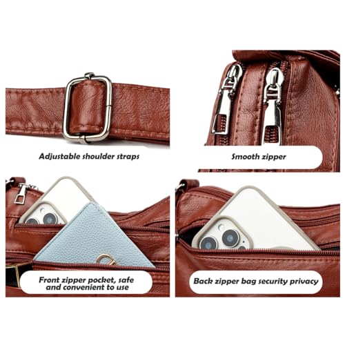 Crossbody Bags for Women,PU Shoulder Bag Roomy Multiple Pockets Bag Ladies Purse Fashion Tote Top Handle Satchel4