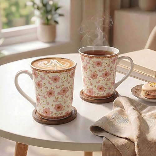 Image of U.P.C.Milk Mug Set of 2 | Ceramic & Bone China Coffee Milk Cups | Designer Printed Tea Coffee Mug Set | Large Capacity Milk Mugs | Microwave Safe Cup Set | Kitchen Drinkware Gift Set (UPC MM-A13)