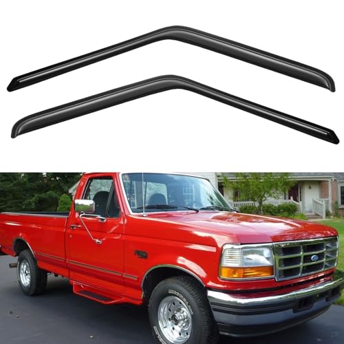 Image of Window Visors Rain Guards for 1980-1996 Ford F150 F250 F350 Standard Cab, Out-Channel Window Vent Wind Deflectors Visors Shades for 80-96 Bronco, for 2 Front Doors