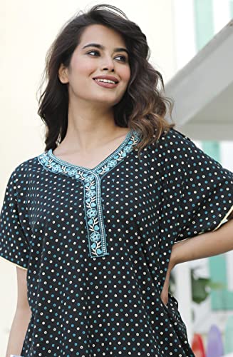 Image of G4Girl Pure Cotton Embroidery Nighty for Women's | Night Gown | Nighty | Nightdress | Maxi | Sleepwear | Jaipuri Nighty | Nighties | Gown