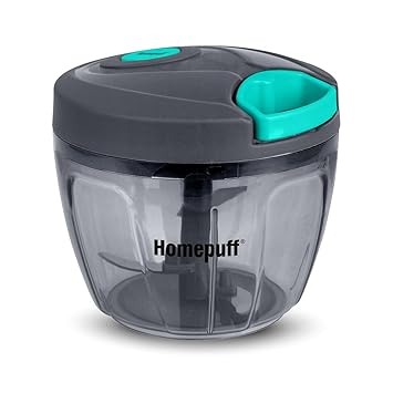 HomeBasics by Home Puff 375ml Fruit and Vegetable Chopper for Kitchen, 3 Sharp Stainless Steel Blades, Unbreakable Food-Grade Plastic, Anti-Slip Base, Vegetable Cutter, Made in India, with Warranty